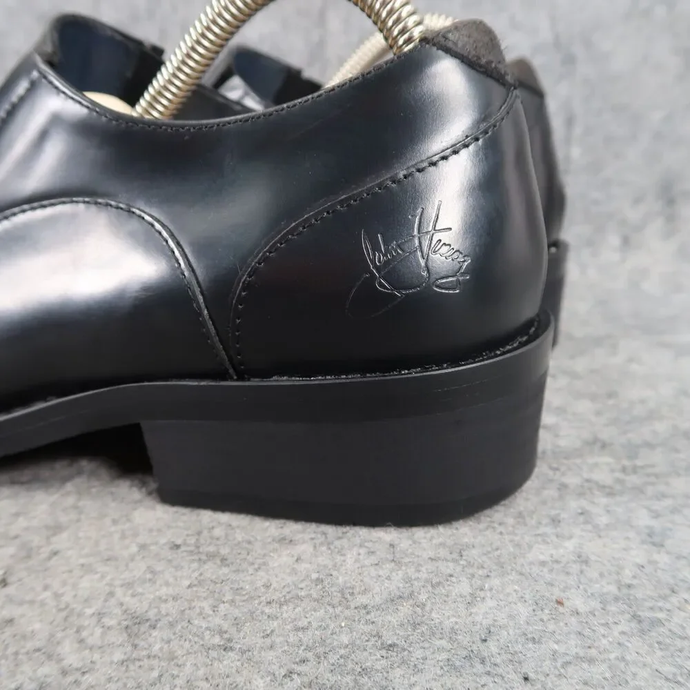 John Fluevog Shoes Mens 7.5 Loafer Slip On Black Leather Diamond Classic Vintage
